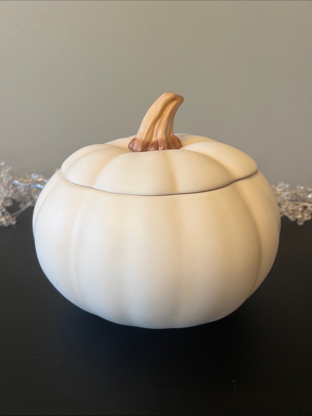Lidded Pumpkin Floral Centerpiece Container Jar for Interior Decor